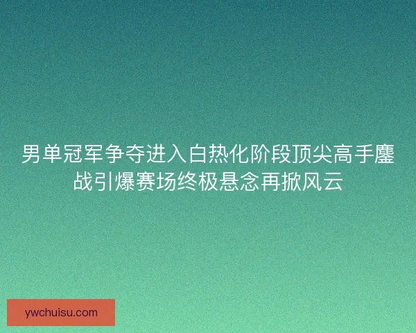 男单冠军争夺进入白热化阶段顶尖高手鏖战引爆赛场终极悬念再掀风云